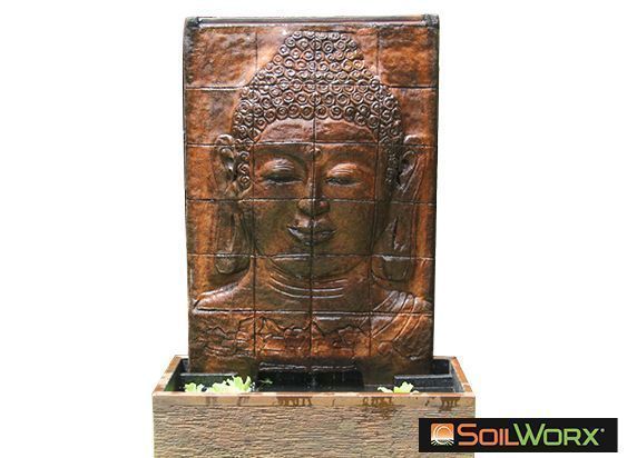Buddha Face Solar Fountain - Grey
